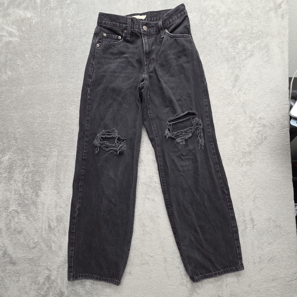 Levi's Baggy Dad Premium Jeans Womens 25 Black Charcoal Wash